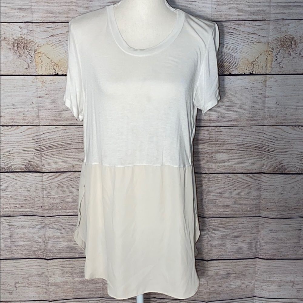 Lush Large White Tan T-shirt